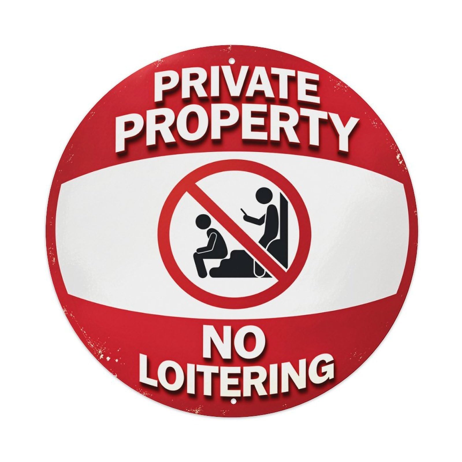 Private Property No Loitering Sign Metal Tin Sign Vintage Garden Bedroom Cafe Bar Man Cave Home Wall Decor Metal Poster 8x8 inches