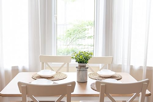 Miniatura 3 de Dahey Florero de metal con bandeja de eucalipto artificial y madera con flores artificiales y centro de mesa de eucalipto, decoración de mesa para