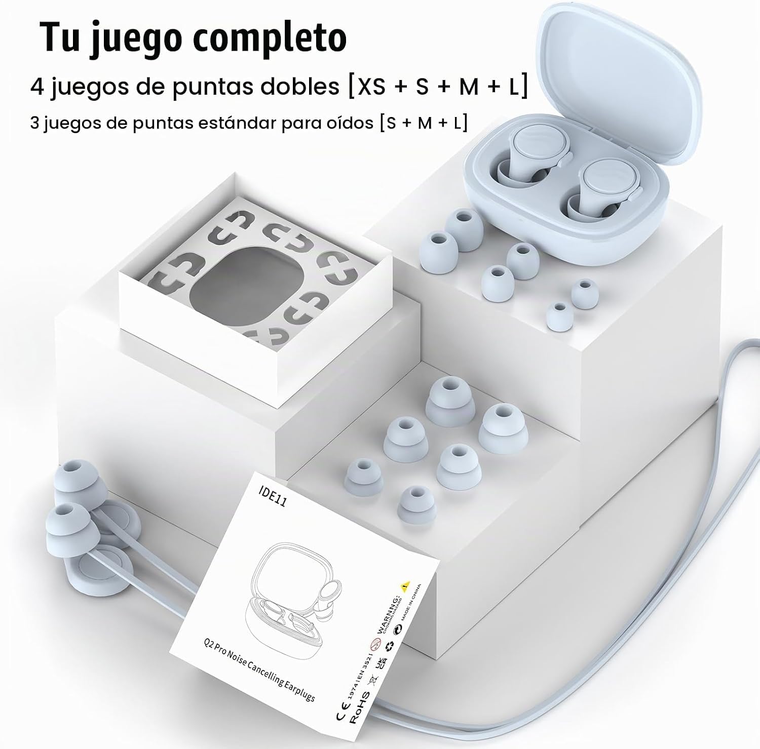 Tapones oidos ruido dormir, tapones oidos cancelacion de ruido Reutilizables con 7 pares de almohadillas de silicona, tapones para dormir para estudiar, concentrarse, viajar y asistir a conciertos