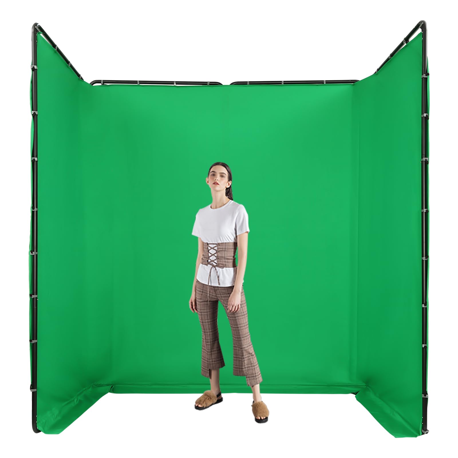 Large Green Screen Backdrop with Stand, 7.87ft x 13.12ft Adjustable Photography Background Support System for Photo Studio Video Shooting, Live