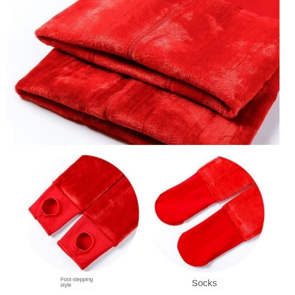 Collant Termici Donna Leggings Rossi per Le Donne in Primavera E Inverno più Dimensioni Pantaloni da Usura Esterna Addensati-calpestando I Miei Piedi-500 Grammi-Rosso