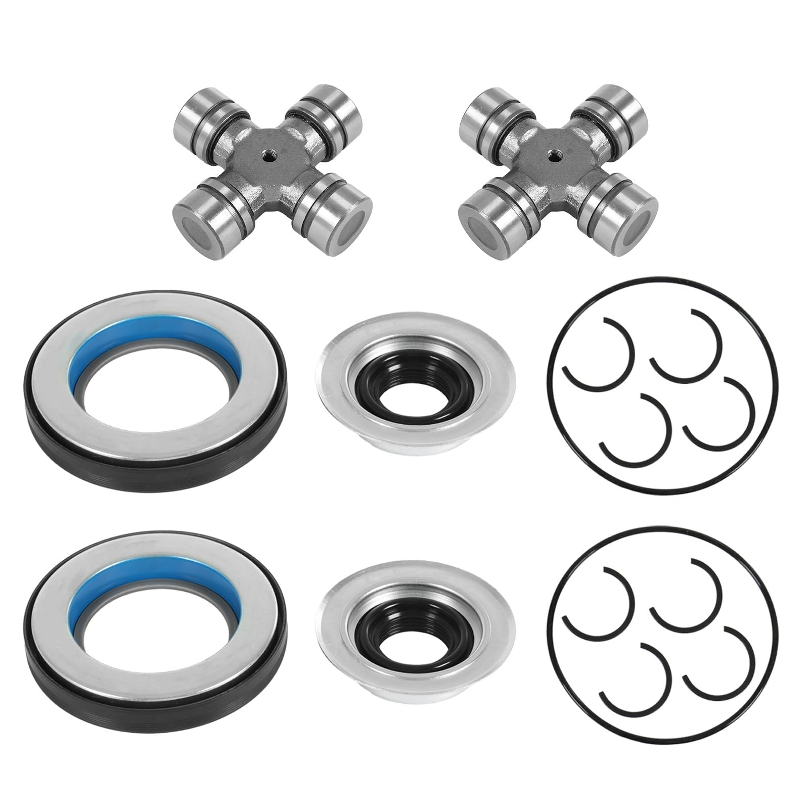 Front Axle Seal & Greaseable U Joint Kit & Hub O-Ring & Dust Seals Compatible with Ford F250 F350 Super Duty with Dana Super 60 2005-2015 Replace#