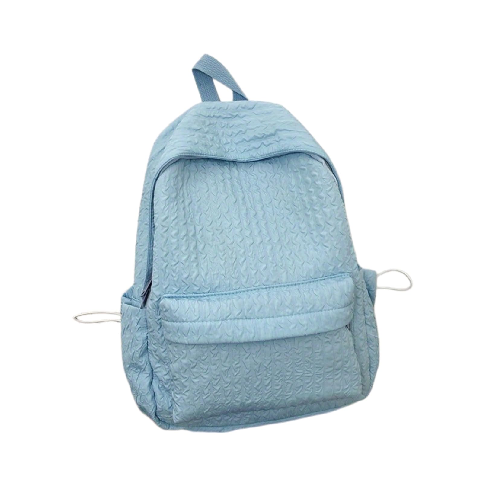 Zaino da Viaggio Blu Chiaro Onda in Rilievo Textured Multi Tasca Pacchetto Giorno Portatile per Il Campus Giornaliero Commute Breve-Beige