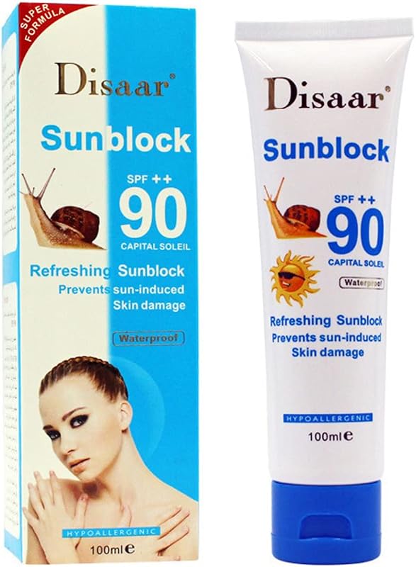 Protetor solar facial DISAAR Beauty Refreshing Sunblock SPF90++ à prova d'água, 100 mL