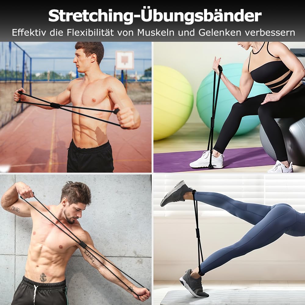 Faszienrolle, Qveetry 6 in 1 Foam Roller Faszienrolle Sets mit Massageroller Stab, Widerstandsbänder Krafttraining, Massageball, Fitnessbänder, 33cm Schaumstoffrolle für Yoga Pilates Sport