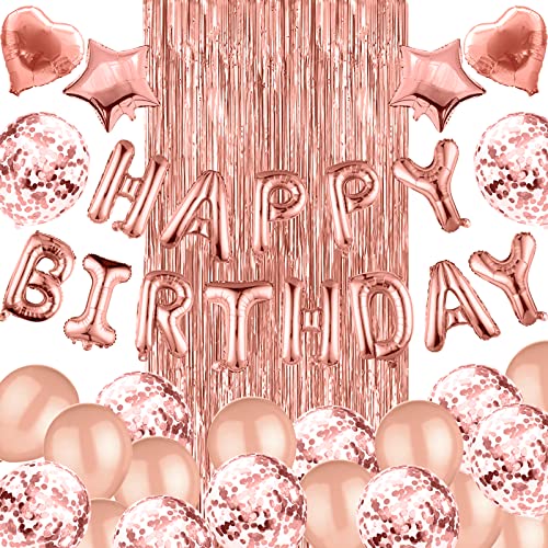 Lista de Happy Woman , tabla con los diez mejores. 47 Kokila - Globos Cumpleaños Decoración, Decoraciones para Fiestas de Cumpleaños de Oro Rosa, con Cortinas de Metálica de Fiesta, Globos Happy Birthday, Globos Corazón y...