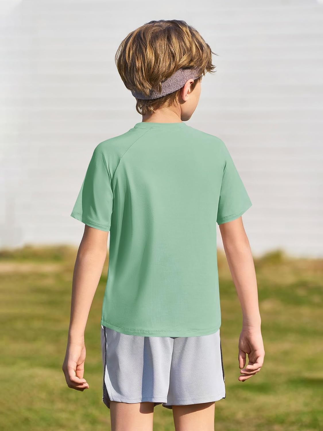 Haloumoning Boys Short Sleeve Athletic T-Shirts Kids Basic Quick Dry Lightweight Performance Tees 5-14 Years - Image 4