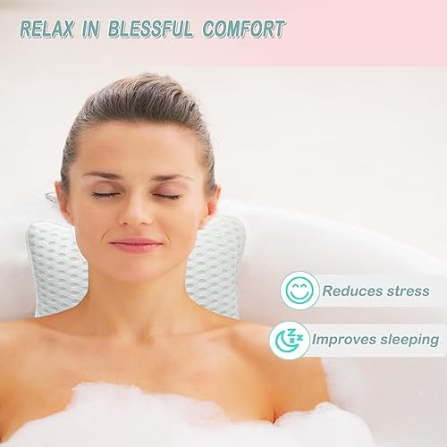 Miniatura 2 de Almohadas de baño para bañera, almohadas de spa en casa para bañera, bañera de hidromasaje, soporte de cabeza y cuello con 2 ventosas fuertes,