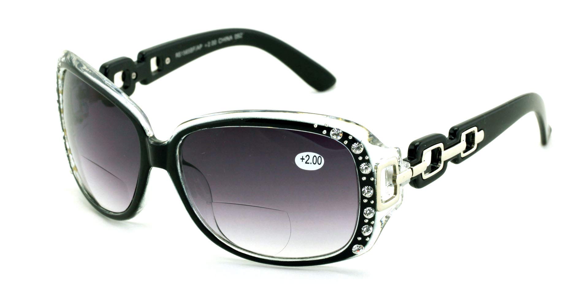 V.W.E. Oversized Rhinestones Women Bifocal Reading Sunglasses Reader Glasses Vintage Outdoor