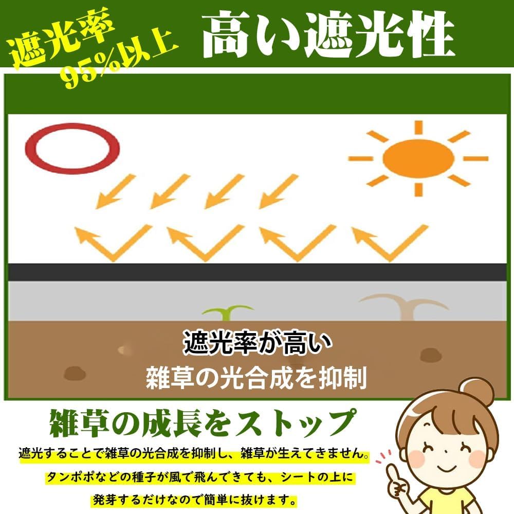 Amazon | 防草シート 1m×50m 除草シート 不織布（グリーン） 防草