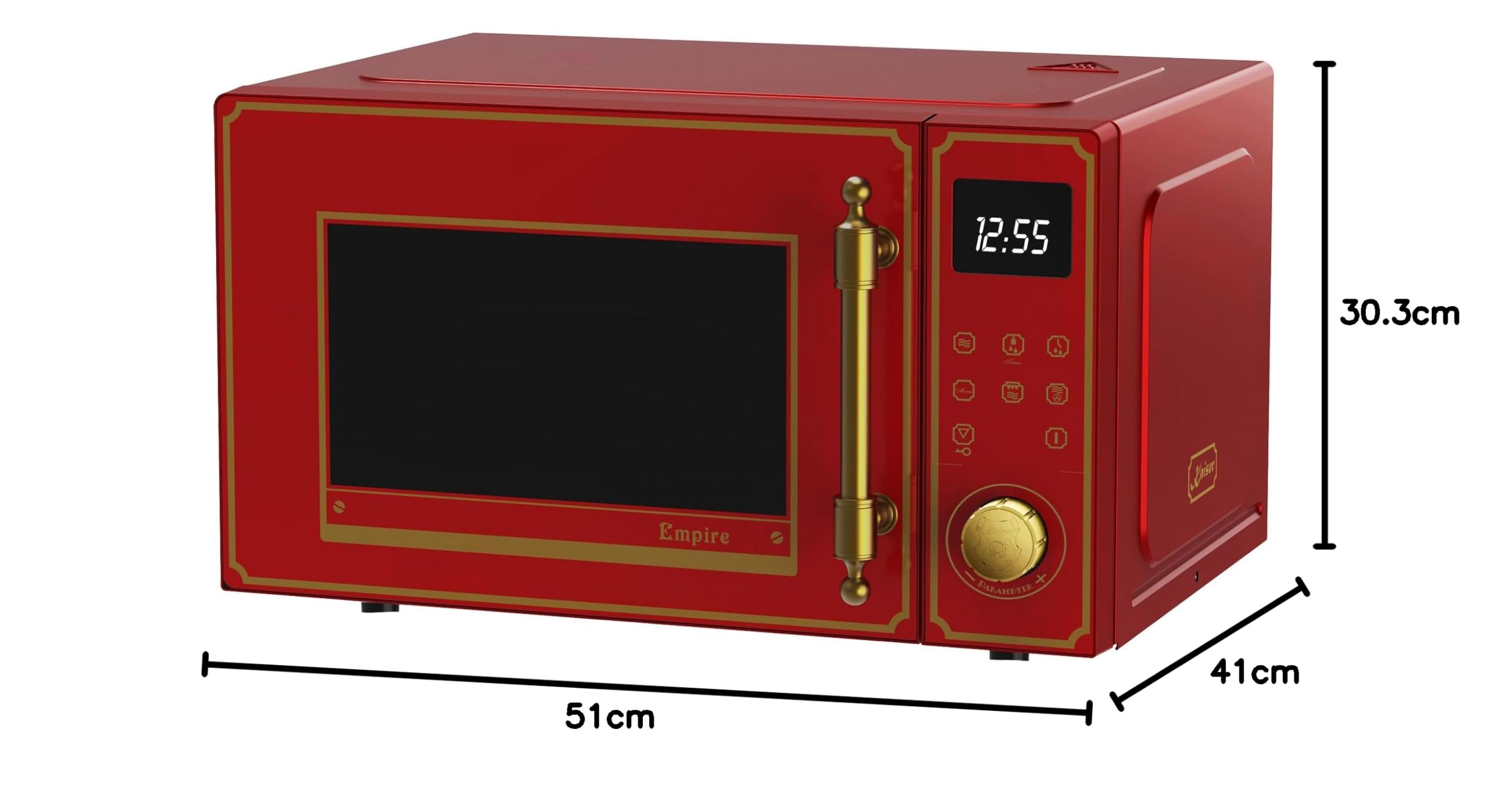 Kaiser Empire M 2530 RotEm Four à micro-ondes rétro 25 l avec grill à air chaud 25 fonctions