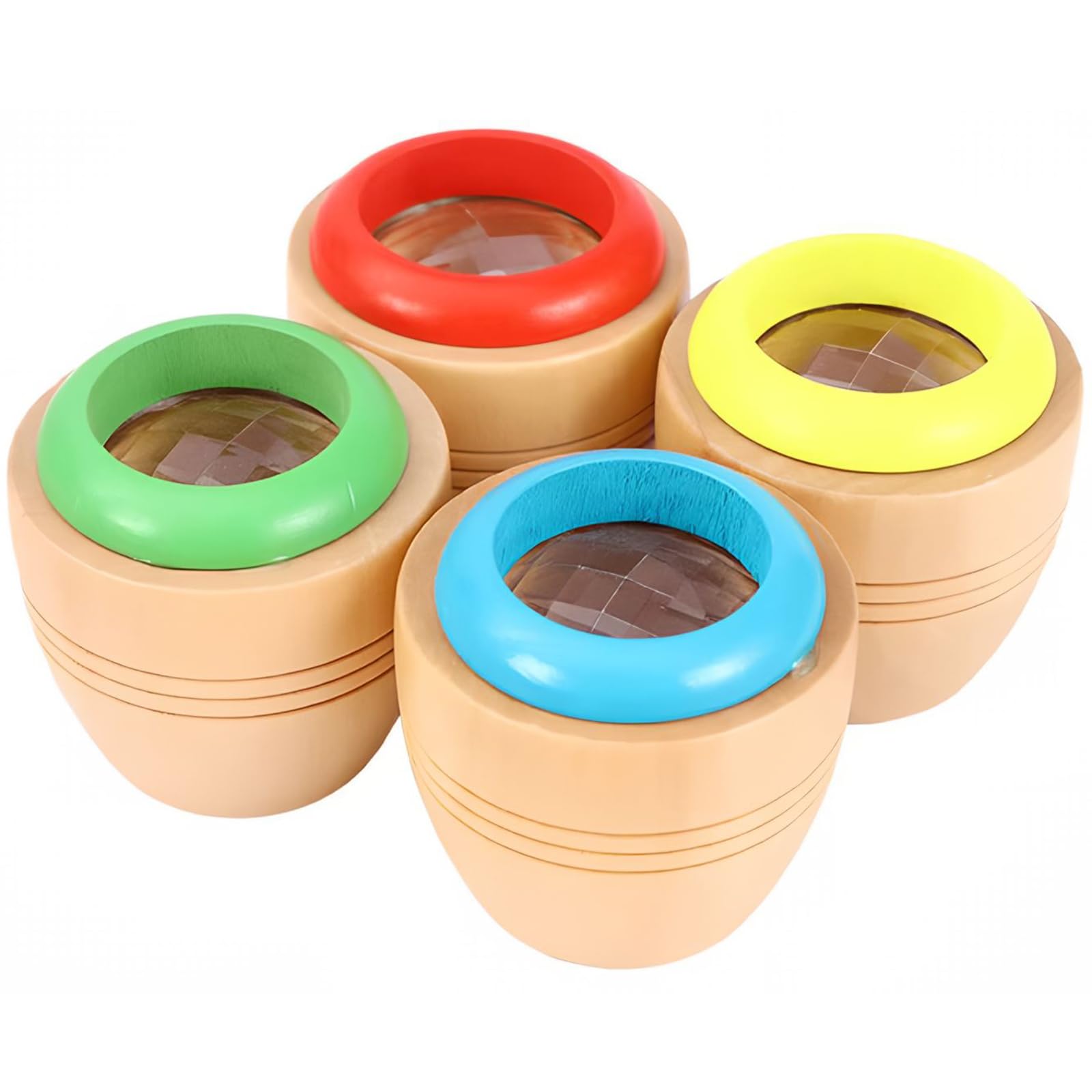 OFKPO 4Pcs Wooden Bee Eye Effect Mini Magic Kaleidoscope to