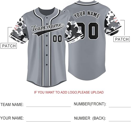 Miniatura 6 de Camiseta de béisbol personalizada con nombre y número personalizados de camuflaje para hombres, mujeres y jóvenes