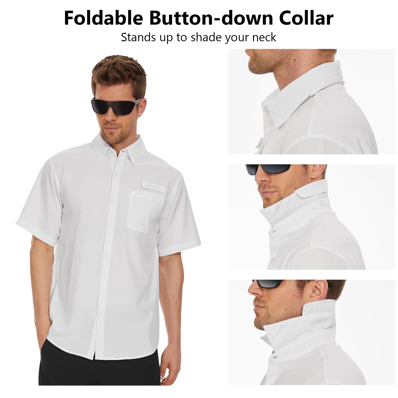 Bassdash Camicia da Pesca da Uomo Camicia Casual Estiva Camicia Hawaiana UPF 50+ Manica Corta abbottonata Fiori per Escursioni all'aperto e Campeggio