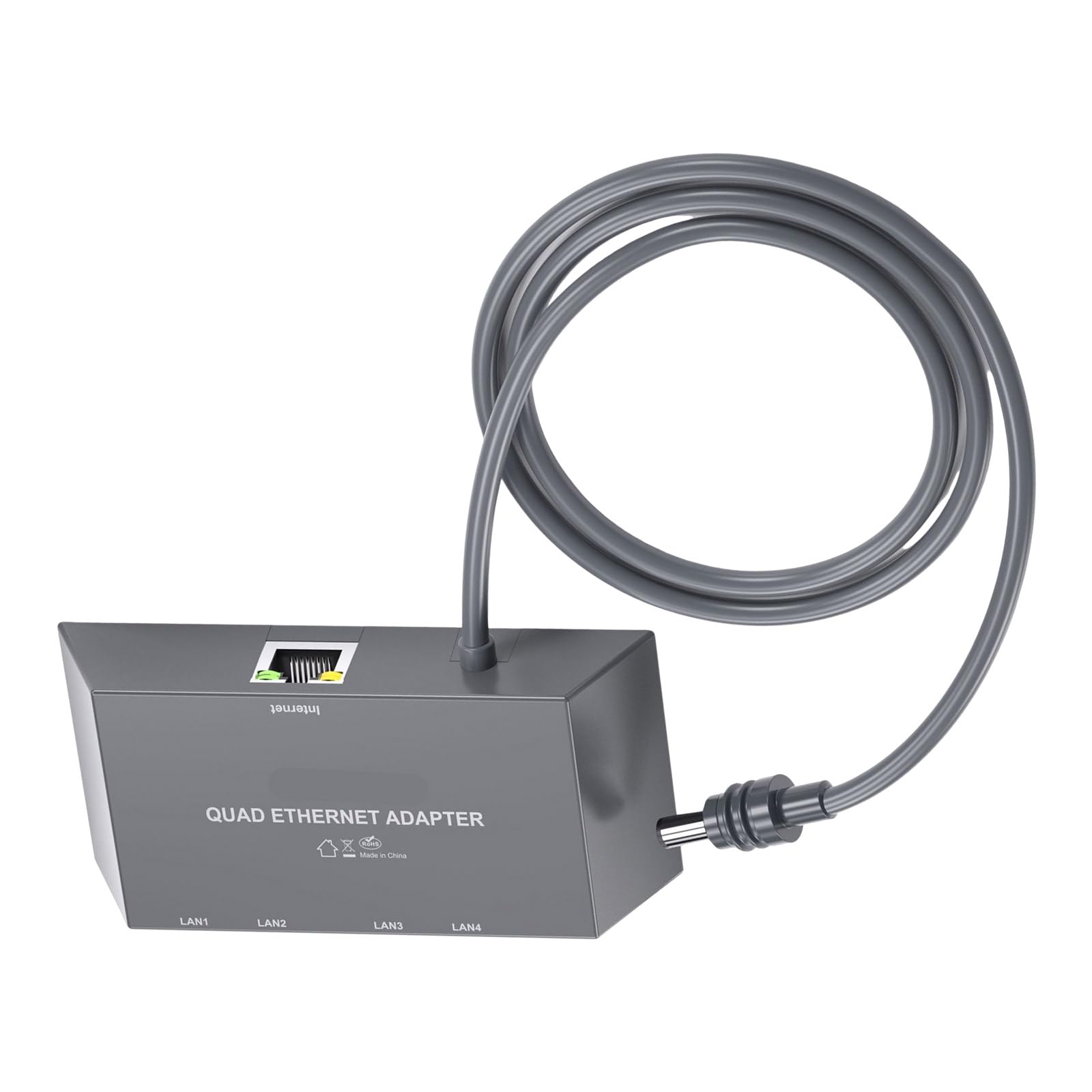 Adaptador con cable para múltiples dispositivos, 4 puertos Gigabit, fácil configuración para transmisión estable por Internet y adaptador de red de metal para juegos