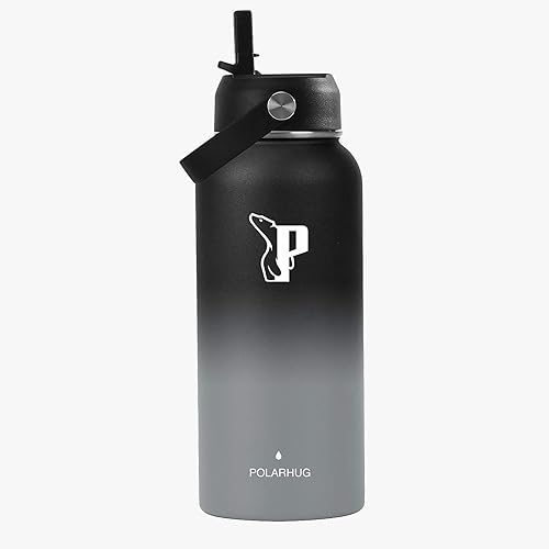 Miniatura 1 de POLARHUG Botella de agua de 32 onzas de boca ancha con tapa con pajilla, 24 horas de frío (Teal Frost)