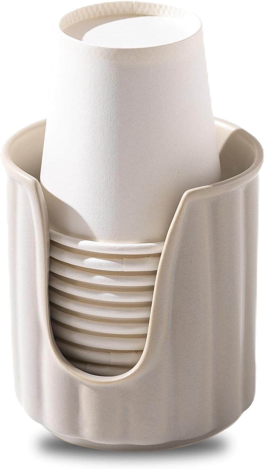 TANEW Kid Ceramic Vertical Dispenser - Dixiee Dispenser & Mouthwash Holder for 3oz Paper Cups on Bathroom Countertops Matt Grey