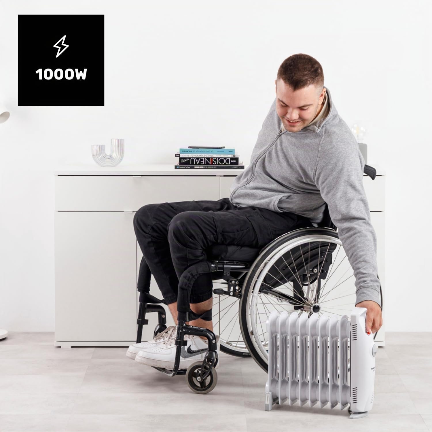 Taurus – Radiador eléctrico Masai 1000 | 9 Elementos | Muy compacto | Termostato Ajustable | 3 Intensidades calor | Protección sobrecalentamiento | Termo Tech | Desconexión Total
