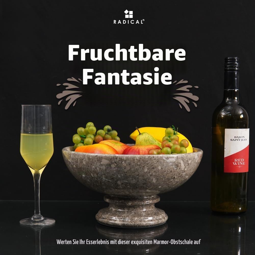 Radicaln Marmor-Obstschale Oceanic, 25,4 cm, handgefertigter Obsthalter für Küchentheke, Dekoration, Obstschale für Esstisch, Küchenzubehör, Schüsseln