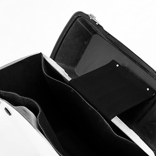 Miniatura 6 de XFMT Alforjas duras para motocicleta, color blanco, para maletero, con tapas y cierres cromados para Harley Touring Road King Street Glide Road