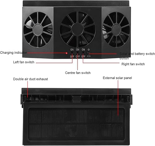 Miniatura 7 de Ventilador de ventilación de aire, enfriador portátil de energía solar para automóvil, ventilador de ventana, sistema de ventilador de escape de