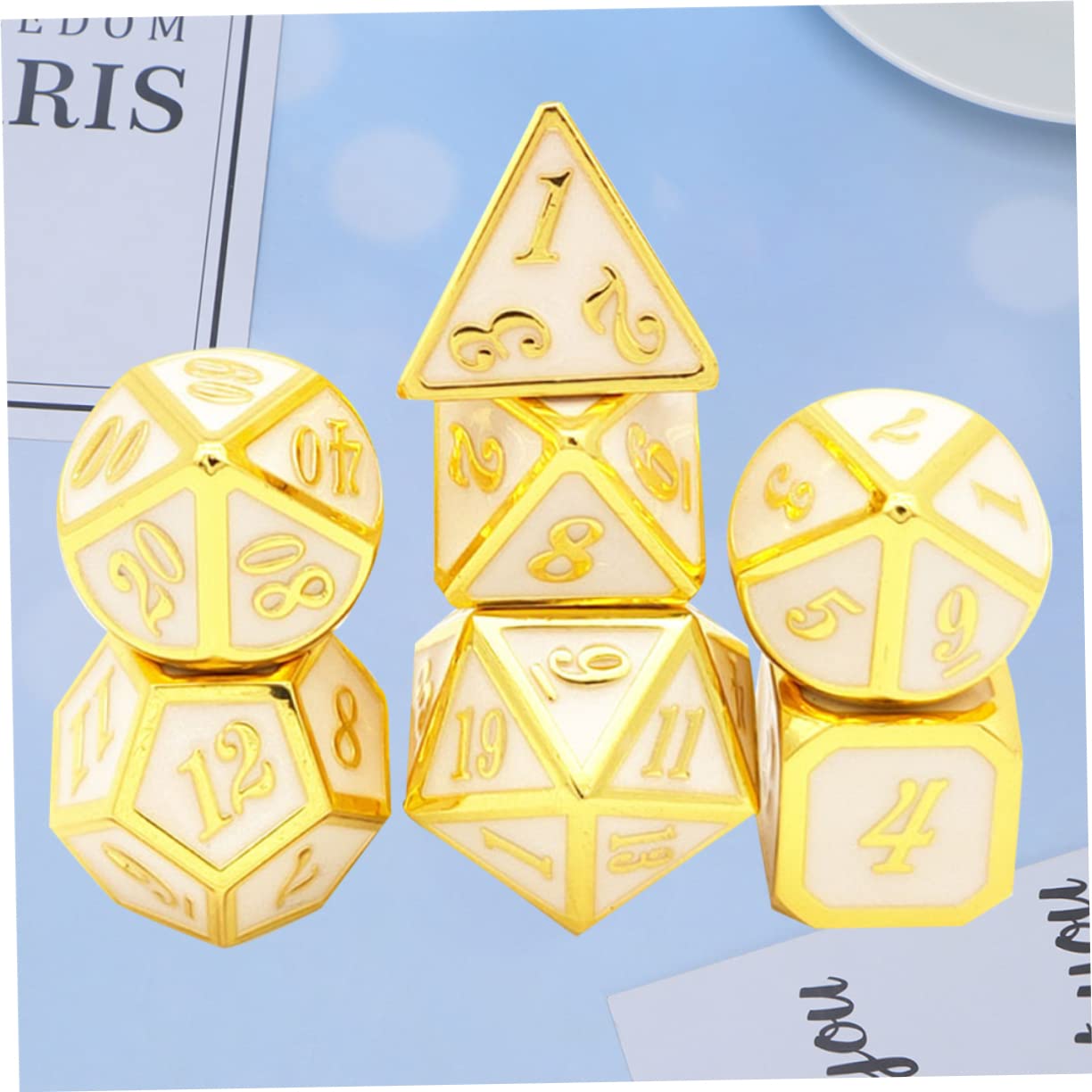 Abaodam Set de Dés Polyédriques Chiffres Clairs Lot de 7 en Alliage de Zinc pour Jeux de Société et Soirées