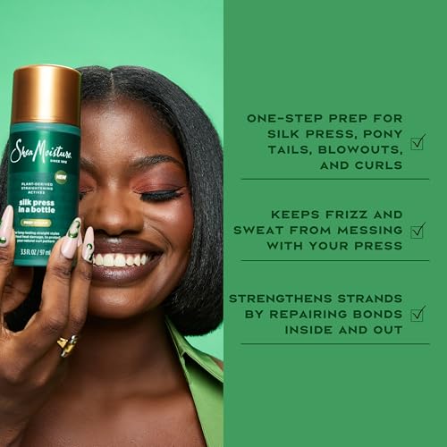 Image of SheaMoisture Silk Press Prep Cream with Plant-Derived Straightening Actives, Alma Oil & Hydroplex Technology Provides Heat Protection While Helping to Preserve Natural Curl Pattern 3.3fl oz