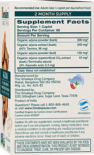Himalaya Organic Arjuna, Blood Pressure Supplement For Cardiovascular Wellness And Heart Health, 700Mg, 60 Count (Pack Of 2) #TOP1