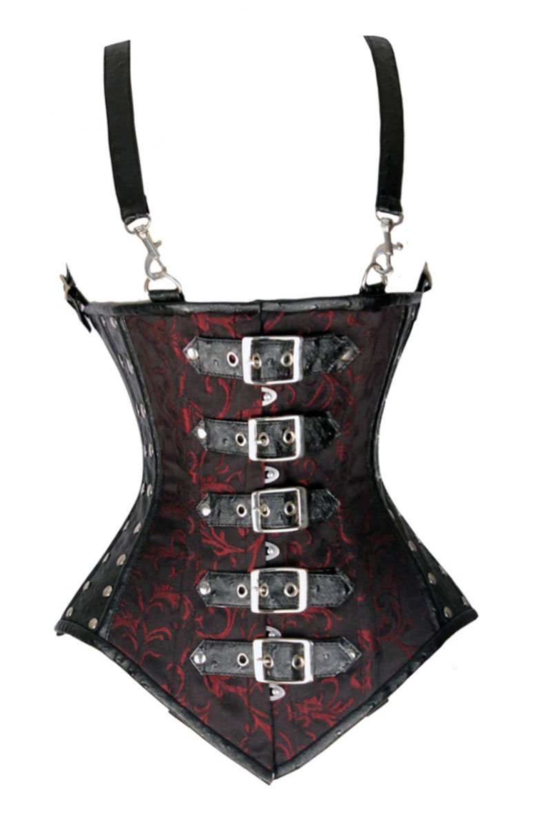 Femme Gothique 16 Double os en acier sous-buste Minceur Brocart Corsets et Bustiers #8580