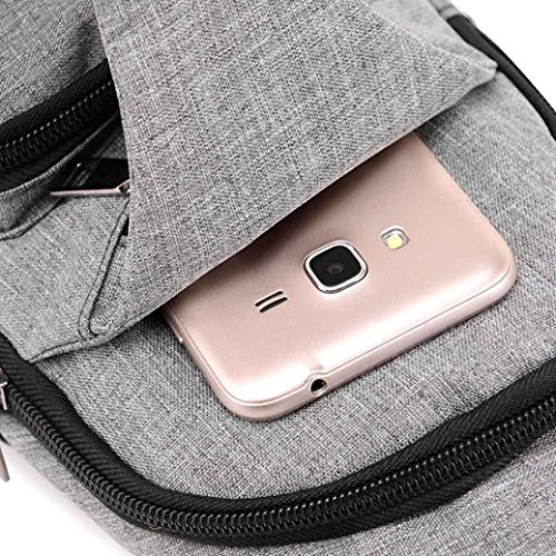 Crossbody Bag,Realdo USB Charging Port Outdoor Sports Casual Canvas Unbalance Backpack Messenger Sling Shoulder Grey