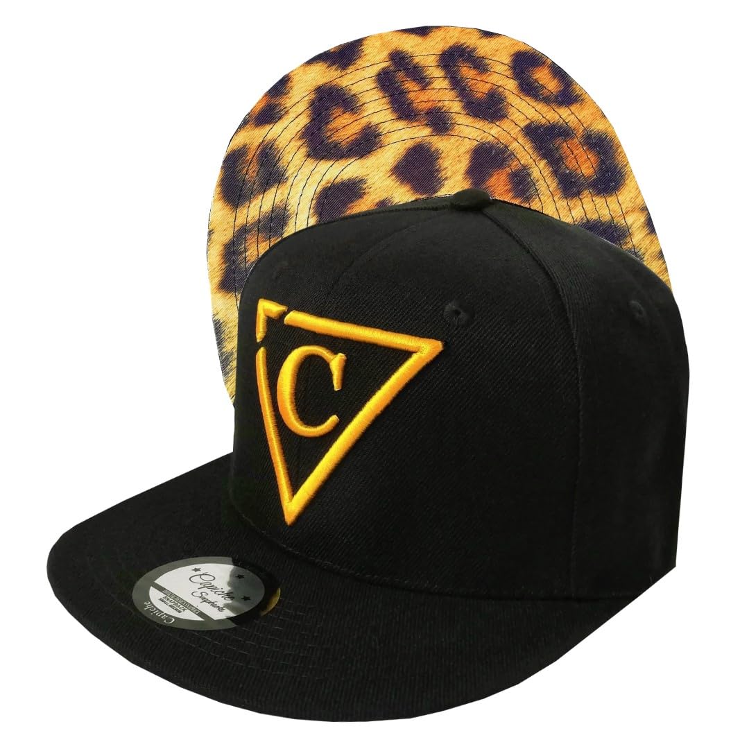 Capiche Men's [Animal Pattern] The Leopard [99+ Variations] Black Snapback Hat For The Leopard, Pattern, & Gold Baseball Cap Unisex With Animal Skin Graphic Under Blue Flat Brim, Cool Hats, Unisex, Jungle Wildlife, Panthers