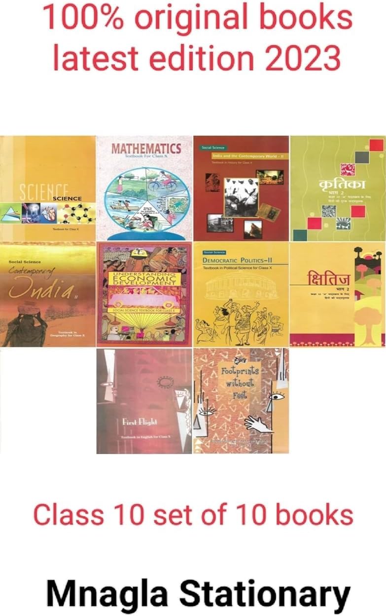 Class 10th NCERT Books Set (Science,Math, Social science, Kratika chitij, English) 10 book