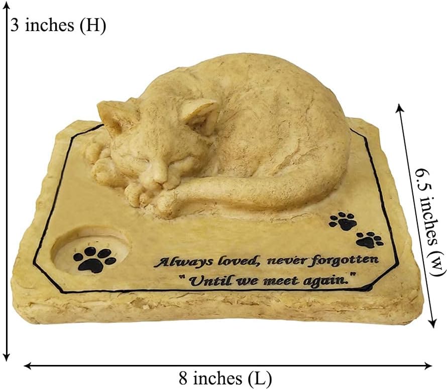 somiss Cat Memorial Stones,Personalized Pet Memorial Stones Grave Markers with A Sleeping Kitten On The Top, 8"×6.5"×3" - Image 7