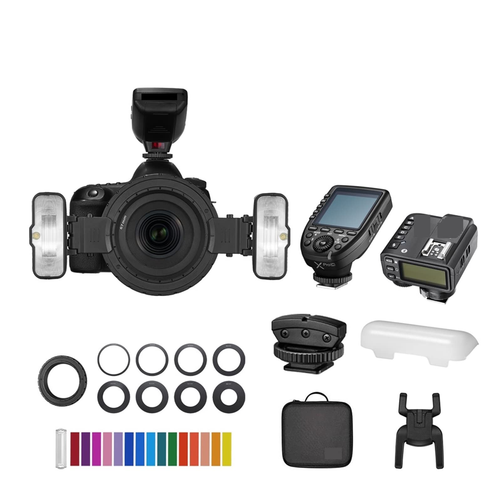 Lampa błyskowa makro Kolorowa lampa błyskowa TTL 2,4 GHz Bezprzewodowe sterowanie Lampa błyskowa Do fotografii studyjnej(4,X2T Trigger Bundle)