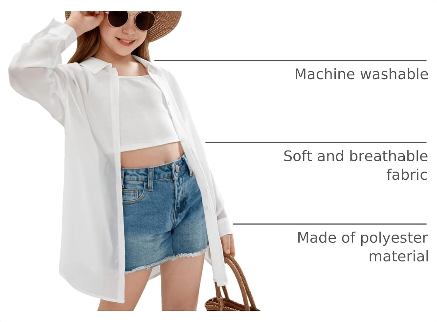 SweatyRocks Girl's Sheer Button Down Shirt Oversized See Through Tops