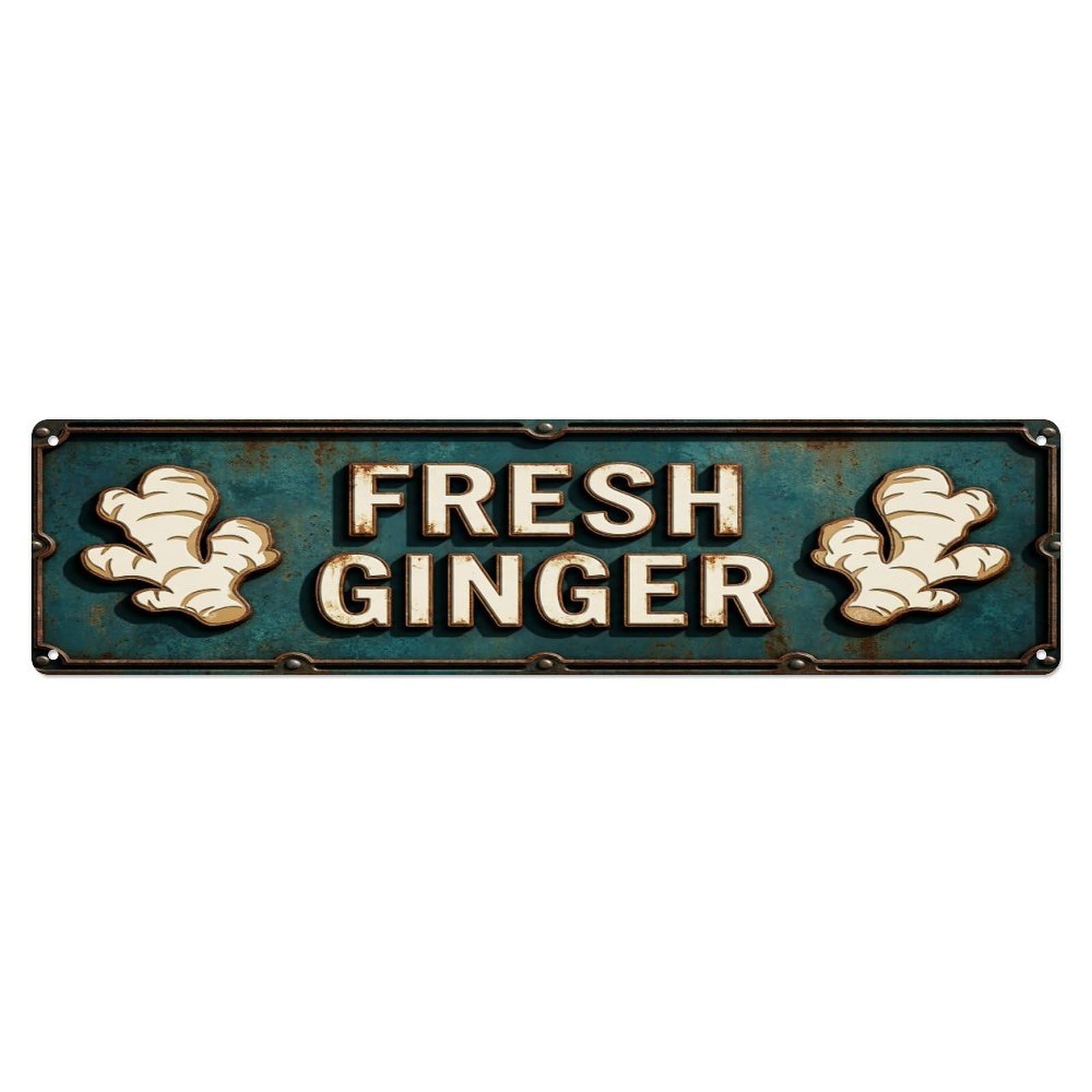 FRESH GINGER Vintage Root Rustic Farmhouse Metal Tin Sign