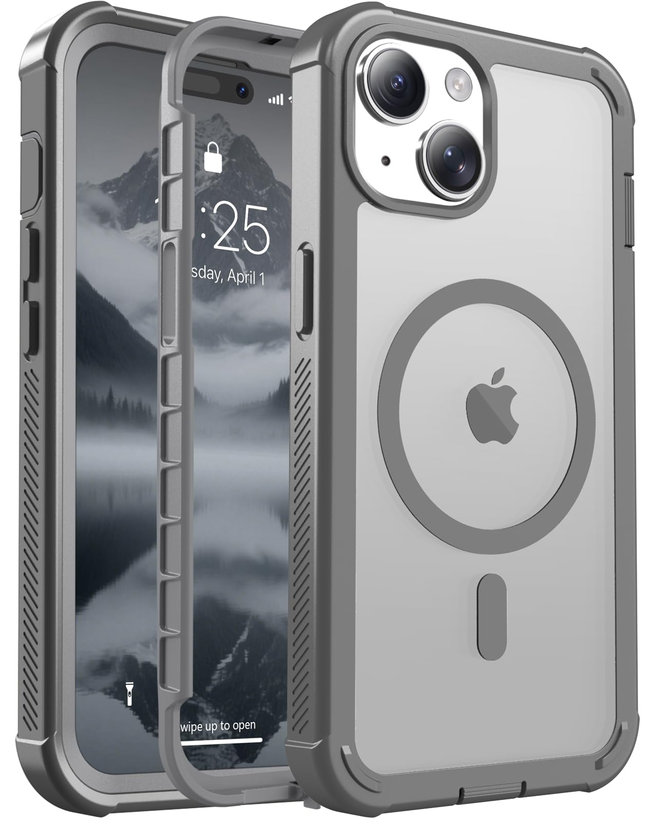 jaroco Magnetic for iPhone 15 Case Heavy Duty Protection Gray