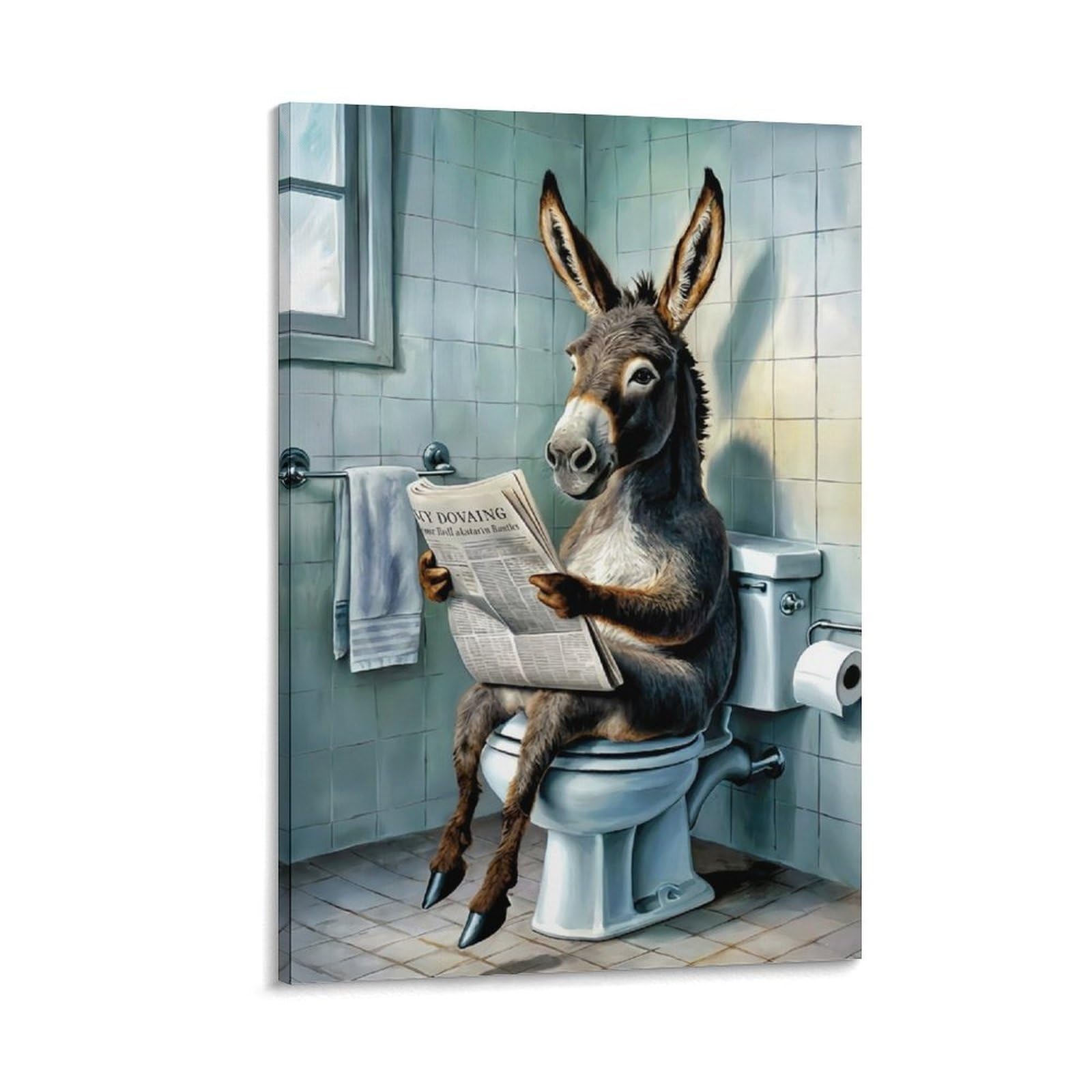 DHBANEIOK Donkey Reading Newspaper_1 Poster Artwork Giclee Canvas Prints Modern Canvas Wall Art Picture Wall Hanging for Living Room Home Decorations 20x30inch(50x75cm)