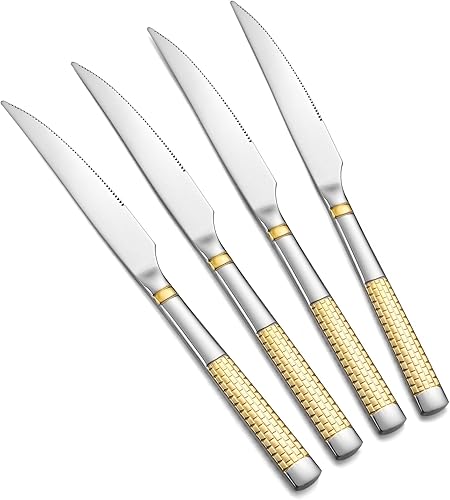 Miniatura 4 de Juego de 4 cuchillos de cena de acero inoxidable, cuchillos de mantequilla, cubiertos para el hogar, cocina, restaurante