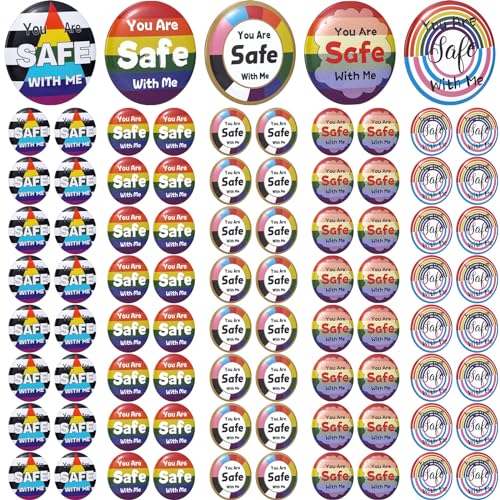 Ecation 100 Pcs You are Safe with Me Pins Rainbow LGBT Pride Pin LGBTQ Supports Badge Cute Brooch for Nurse Doctor Student Collar Clothing Backpack Bag Hat Decoration
