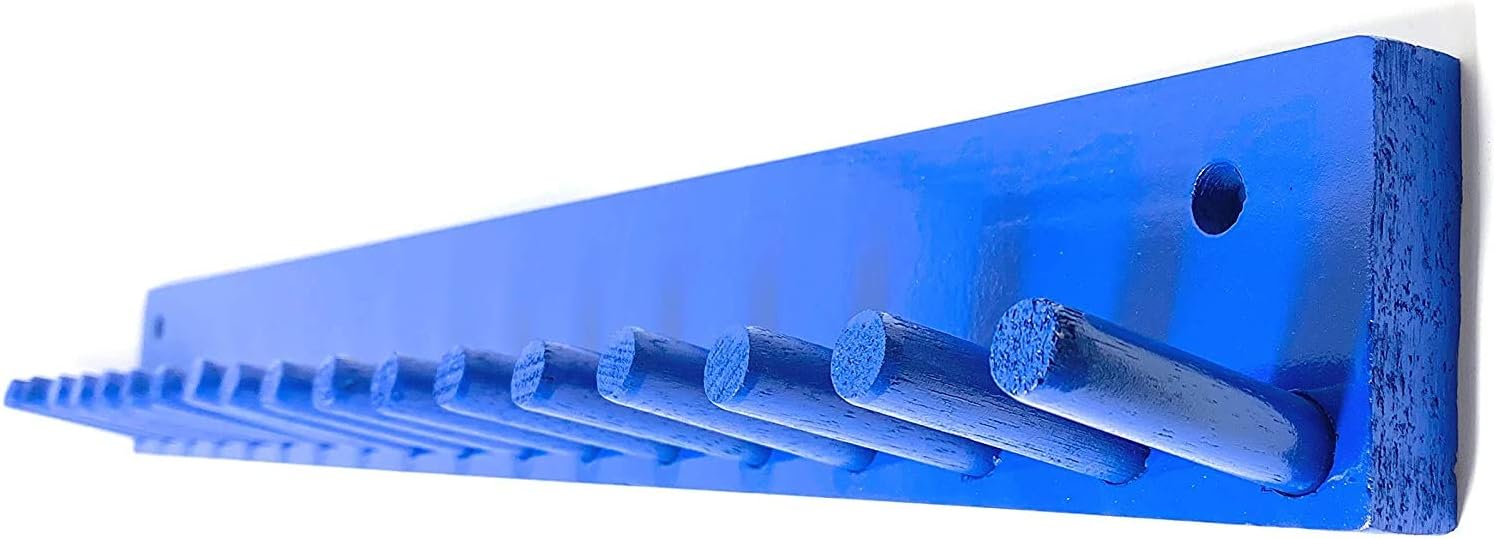 Baseball Mini Bat Rack Display Blue 9-17 Bats Sport Ball Wood Wall Mount
