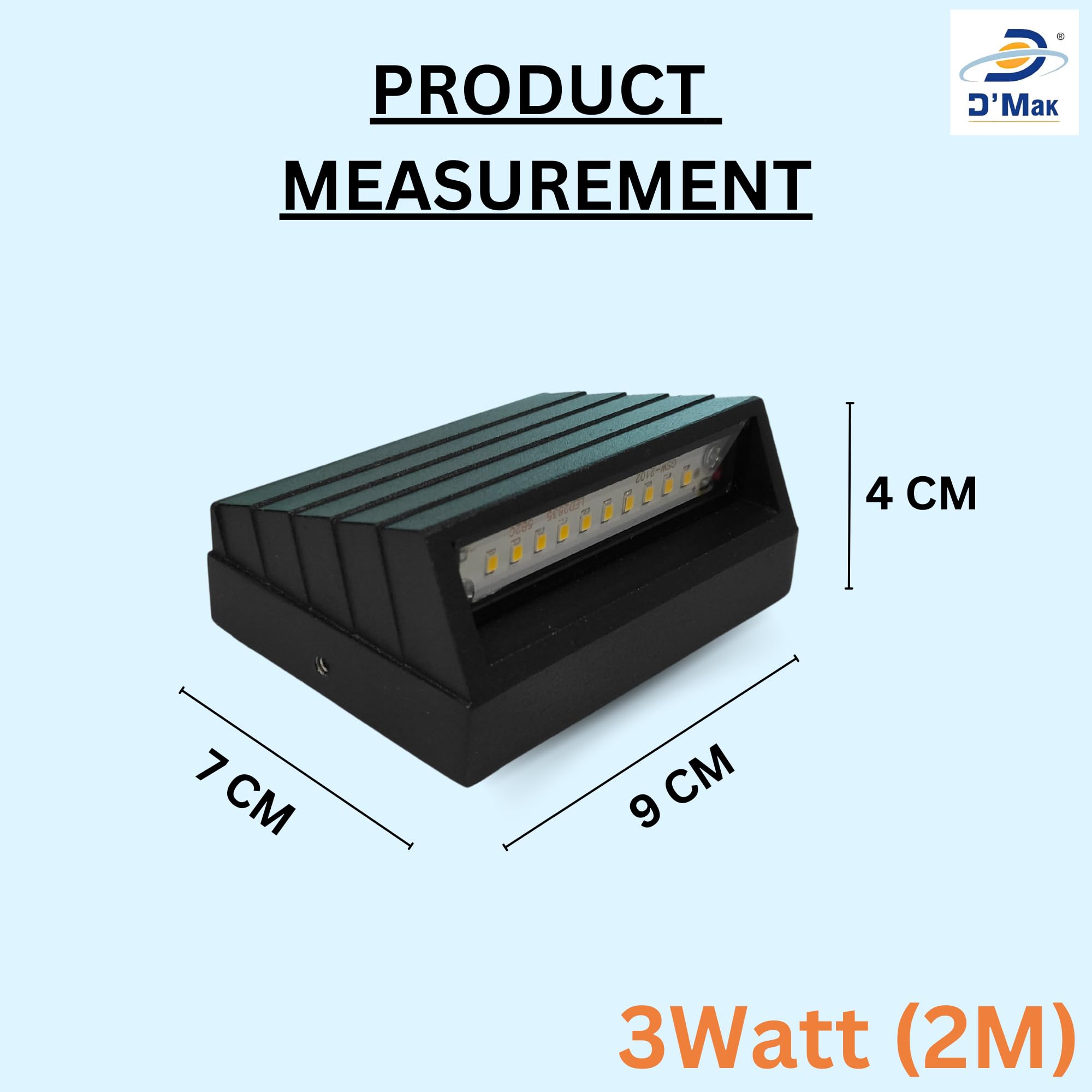 D'Mak Wall Step Surface Light, Outdoor/Indoor, LED Foot Light, Aluminium IP65 Waterproof Body, Warm White (Pack of 4, 3W (2 Module)) 1