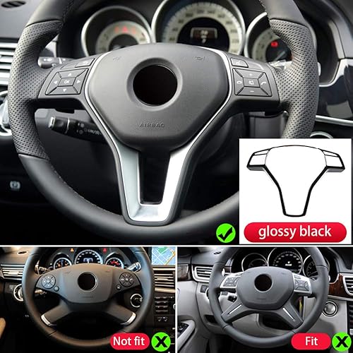 Miniatura 8 de CHEYA Marco de decoración del volante del coche ABS 1pc para Mercedes-Benz Clase E E260 E300 2011-2015 (fibra de carbono)