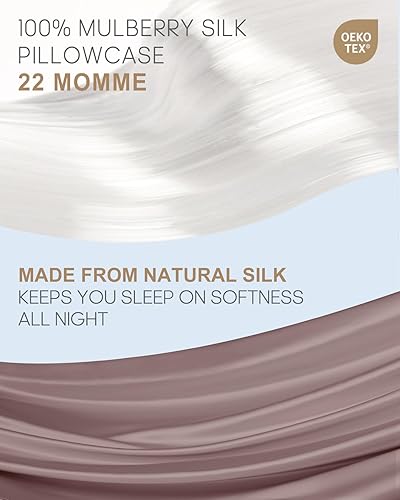 Miniatura 2 de THXSILK Funda de almohada de seda natural de 22 momme 100% seda de morera para cabello y piel, tamaño estándar 20"x26", funda de almohada de seda
