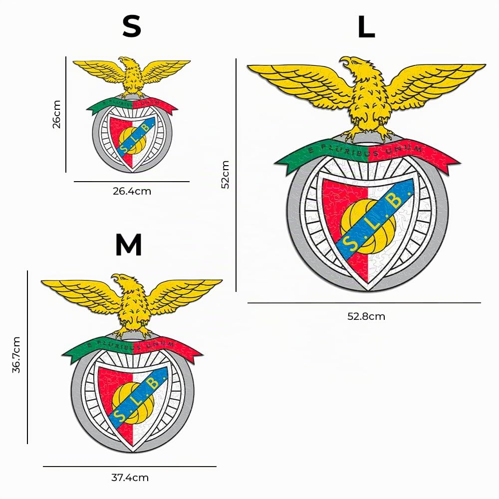 Iconic Puzzles - Benfica, Logo, Puzzle en Bois sous Licence Officielle, 100% Durable, Cadeau pour Adultes et Enfants, Taille S, 150 pièces