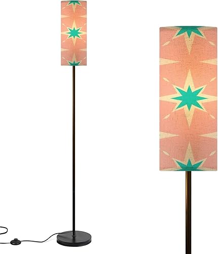 Miniatura 8 de Mid Century Modern Floor Lamps for Living Room 50s Seamless Standing Lamps with Linen Lampshade Tall Lamp Metal Pole Lamp for Bedroom Office Reading