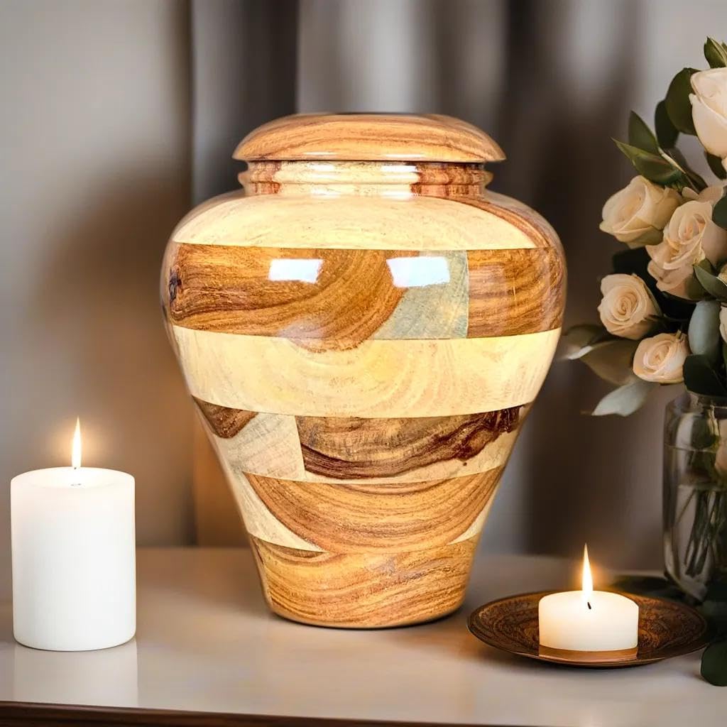Prim Art Cremation Urn Wooden Urns for Human Ashes Adult Burial-Cremation Funeral Urns for Pet Ashes Memorial Urns Wooden Urn Box for Ashes (Rosewood, Large 200Cu/inches)