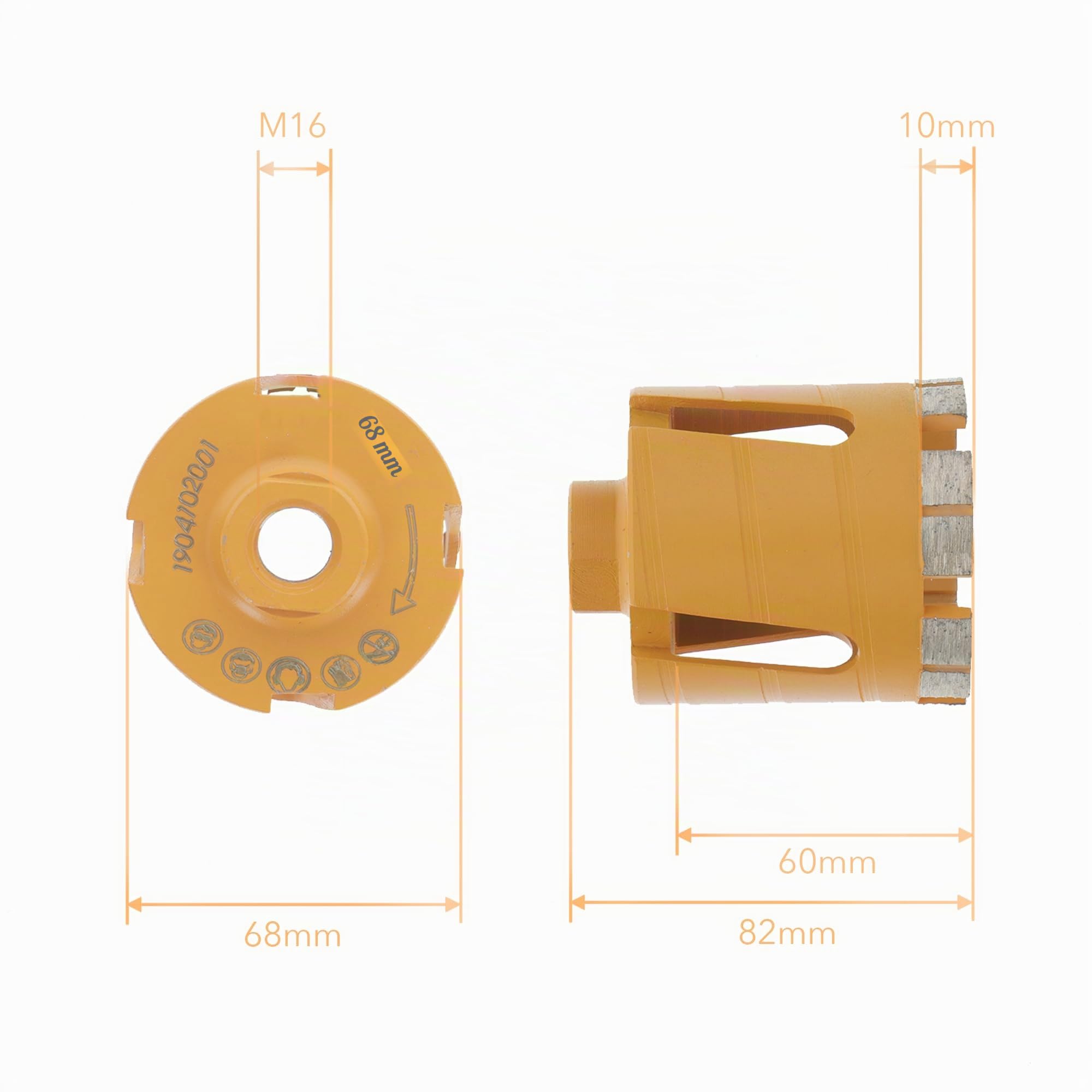 PRODIAMANT Corona Diamantata Premium 68 mm x M16-6 Segmenti, lunghezza utile 60 mm, muratura, calcestruzzo, mattoni, foratura precisa e professionale, adatto a trapano