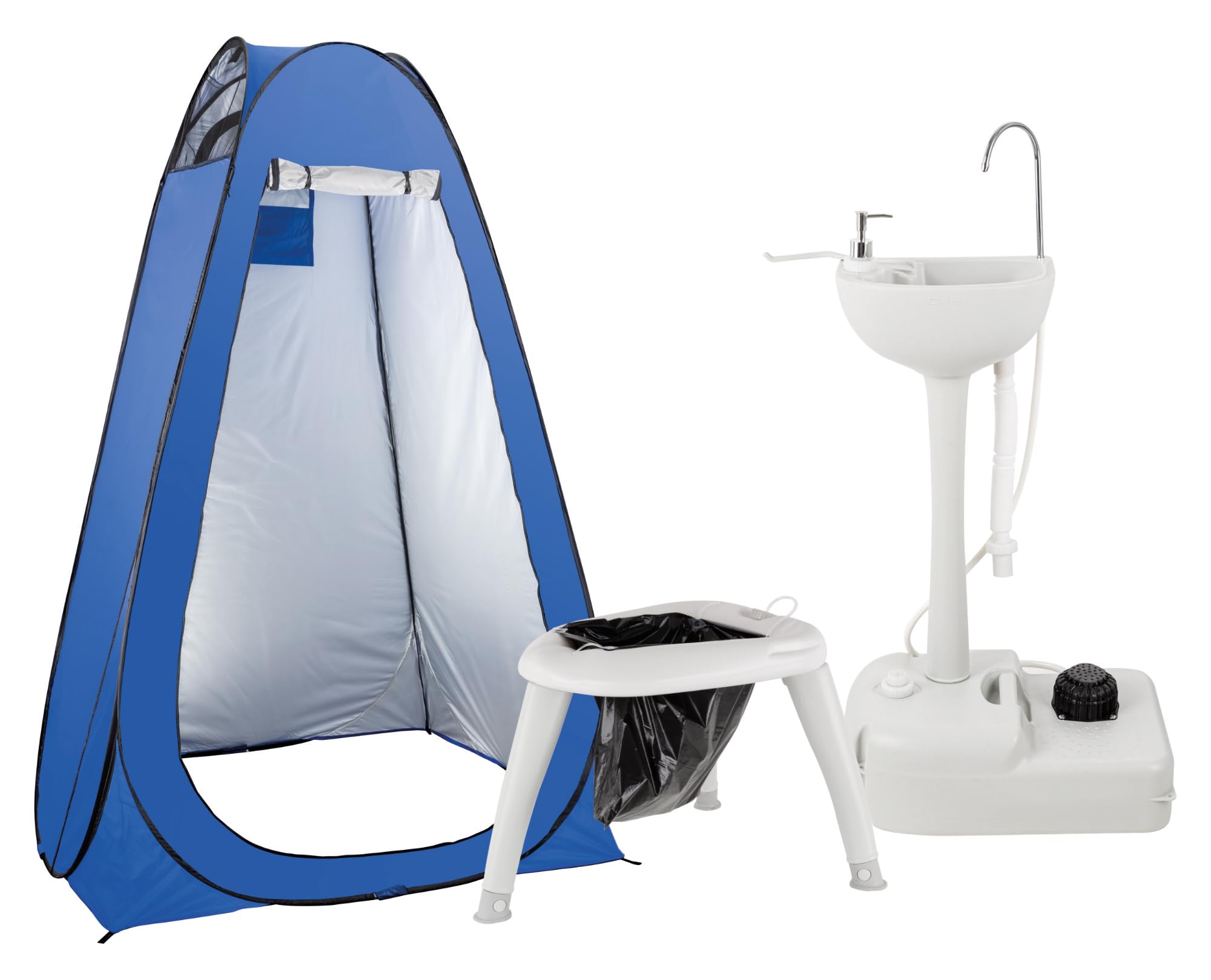 Stagecaptain Quixie Privacy Handwash Set, Toilette, en Plastique Robuste | Toilette d’extérieur démontable, Surface d’assise: 48 x 39 cm, Surface au sol: 64 x 52 cm, Charge maximale: 120 kg, 7 kg