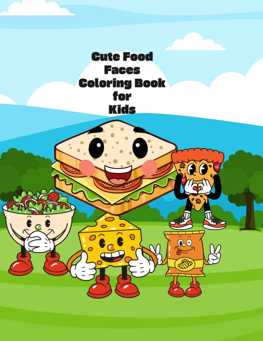 Cute Food Faces Coloring Book for Kids: Fun and Easy Kawaii Foods to Color